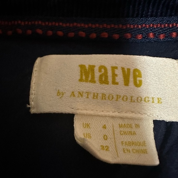 Anthropologie Maeve Navy WinchesterTie Front Corduroy Dress 0 - Picture 6 of 8